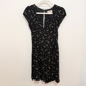 Ralph Lauren Denim & Supply Black Floral Mini Dress V-Neck Size 4
